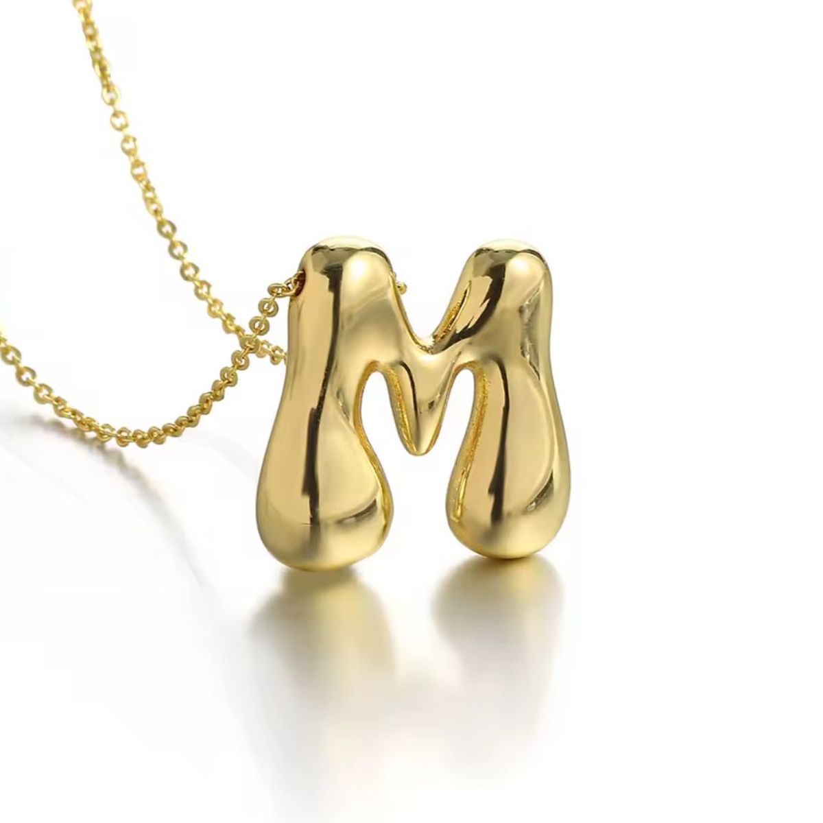 GENERICO - Collar Chunky Letra inicial M Dorado Acero inoxidable