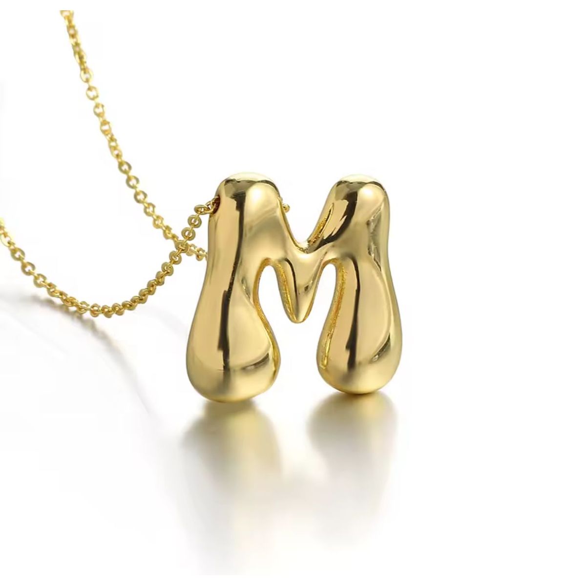 GENERICO - Collar Chunky Letra inicial M Dorado Acero inoxidable
