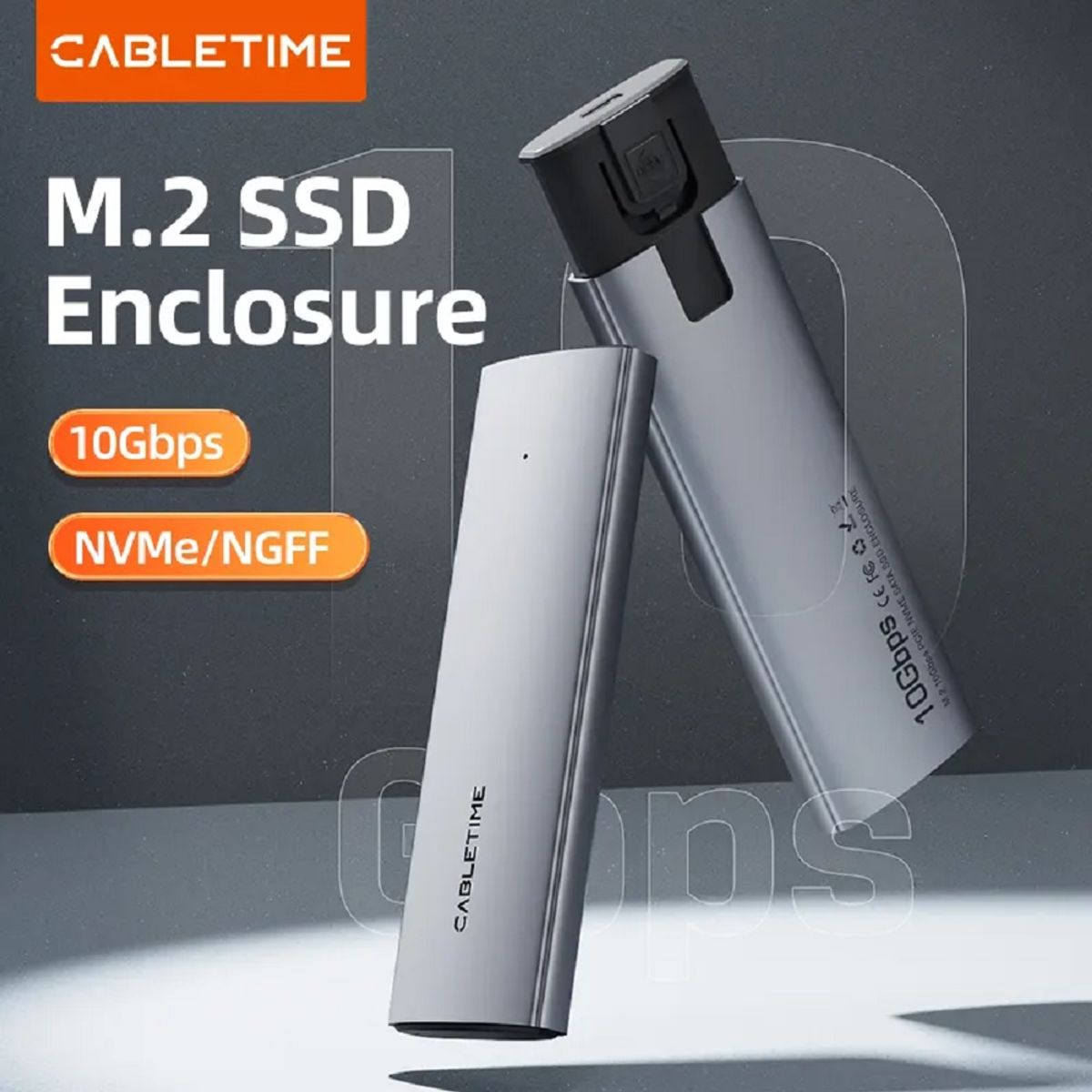 CABLETIME - Carcasa SSD NVMe M.2 NGFF Cable USB-A/USB-C Gen 2 CABLETIME CB32G