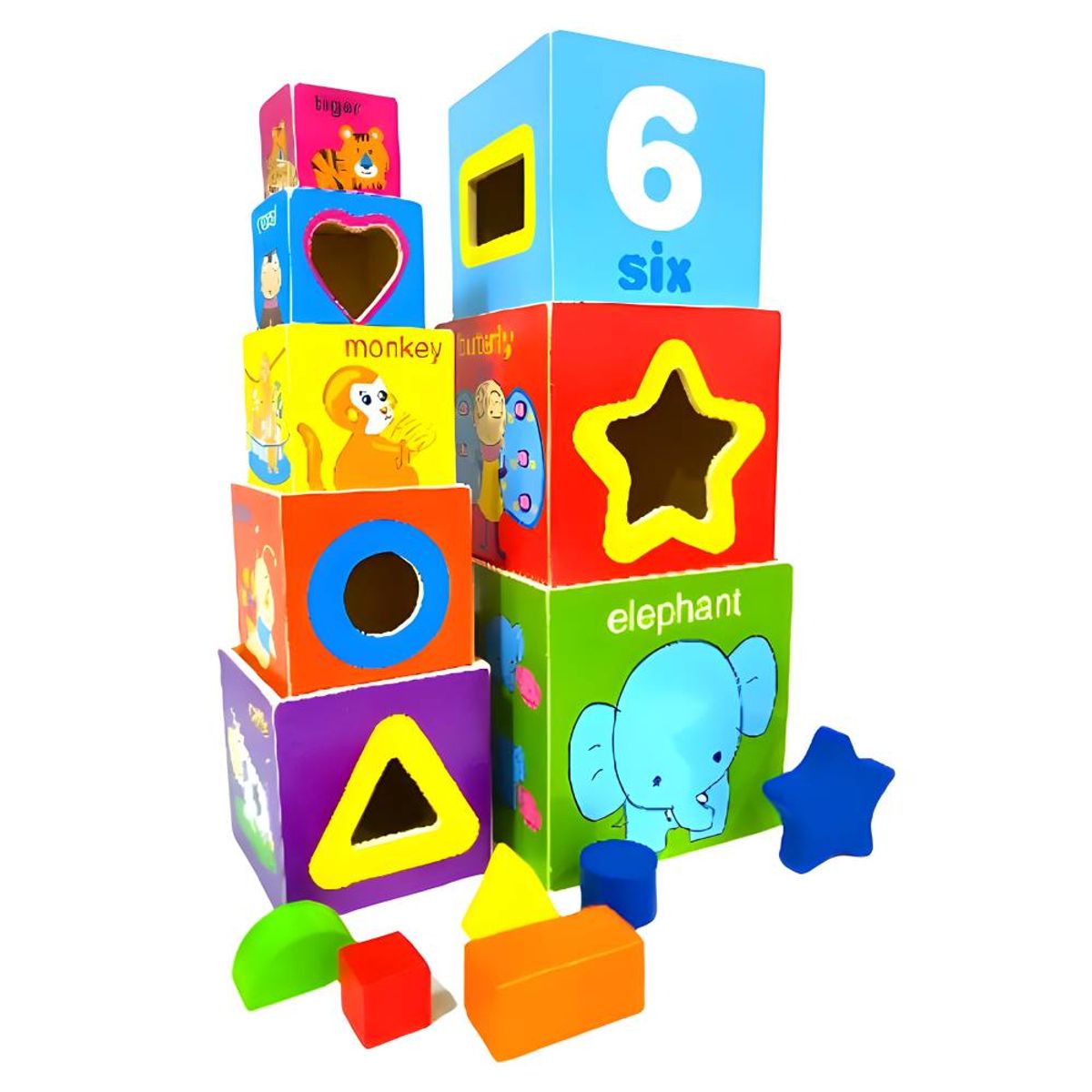 GENERICO - Juego de Cubos Apilables de Madera x8 Piezas Didácticas