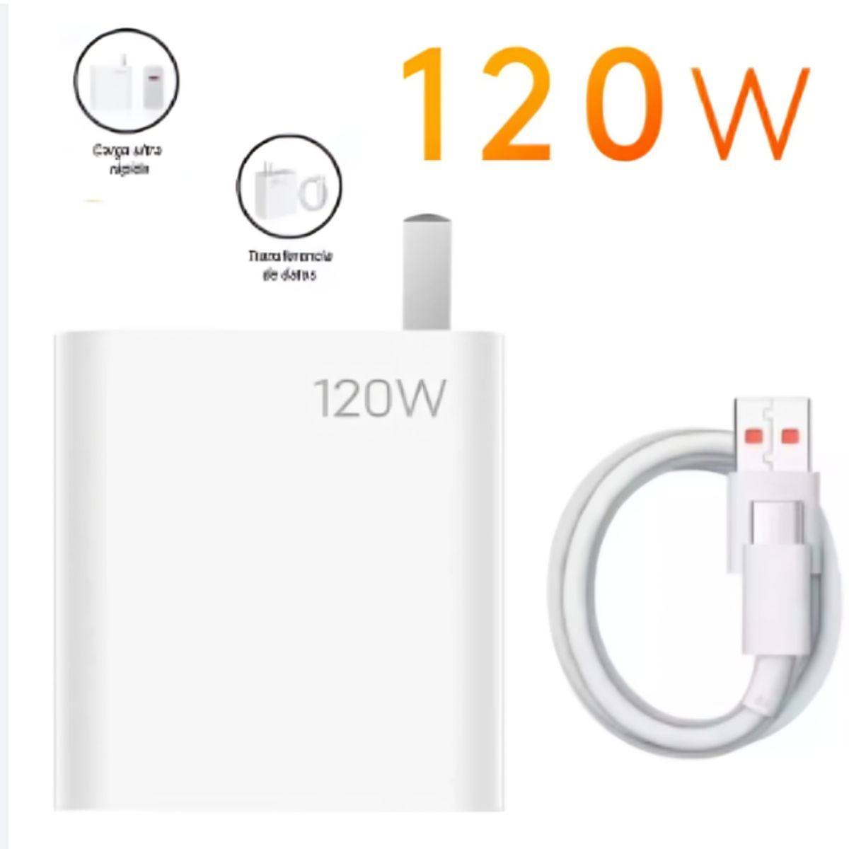 XIAOMI - Cargador Xiaomi Carga Rápida 120W Cable USB-C Blanco