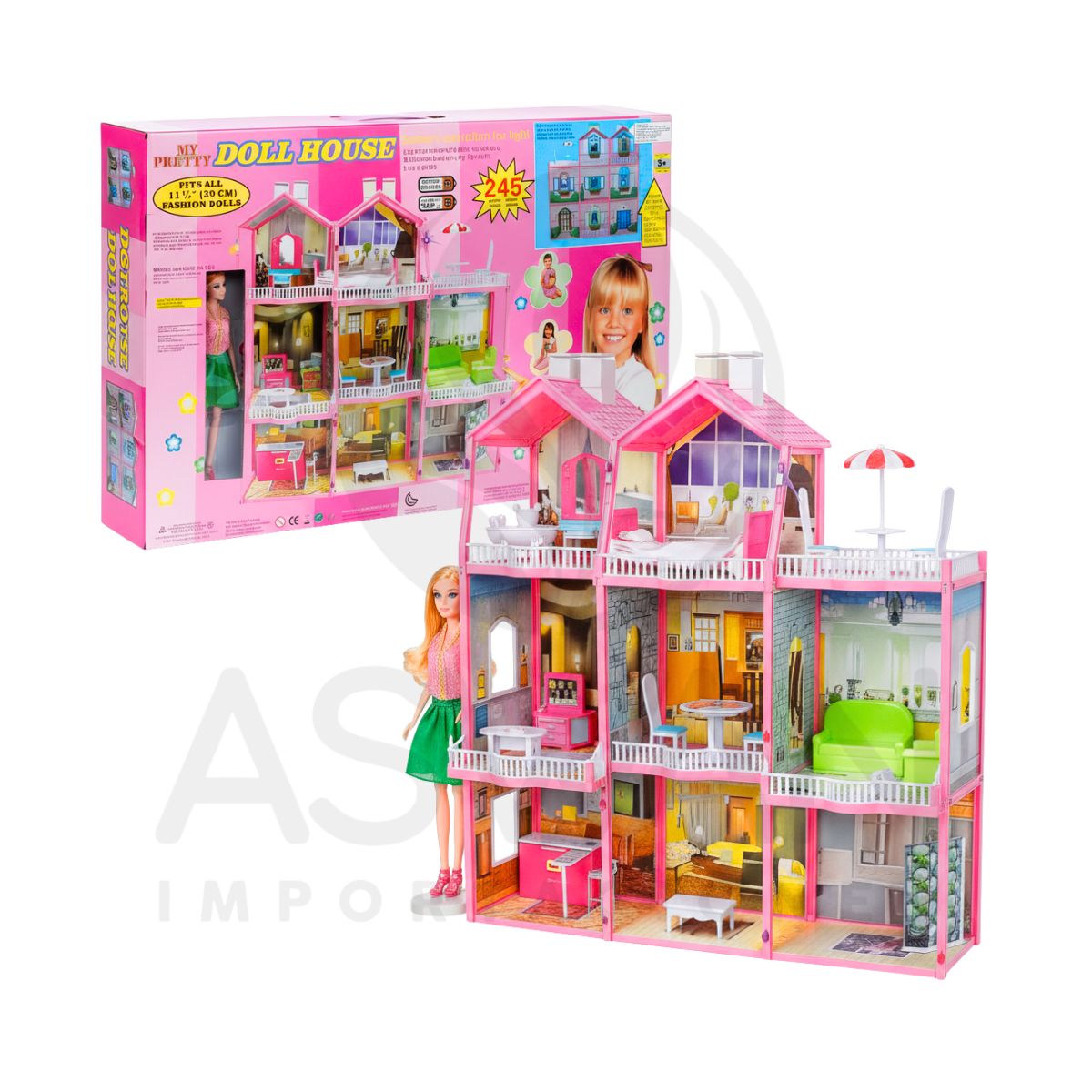 GENERICO - Juguete Casa de 3 pisos Doll House 245 pcs
