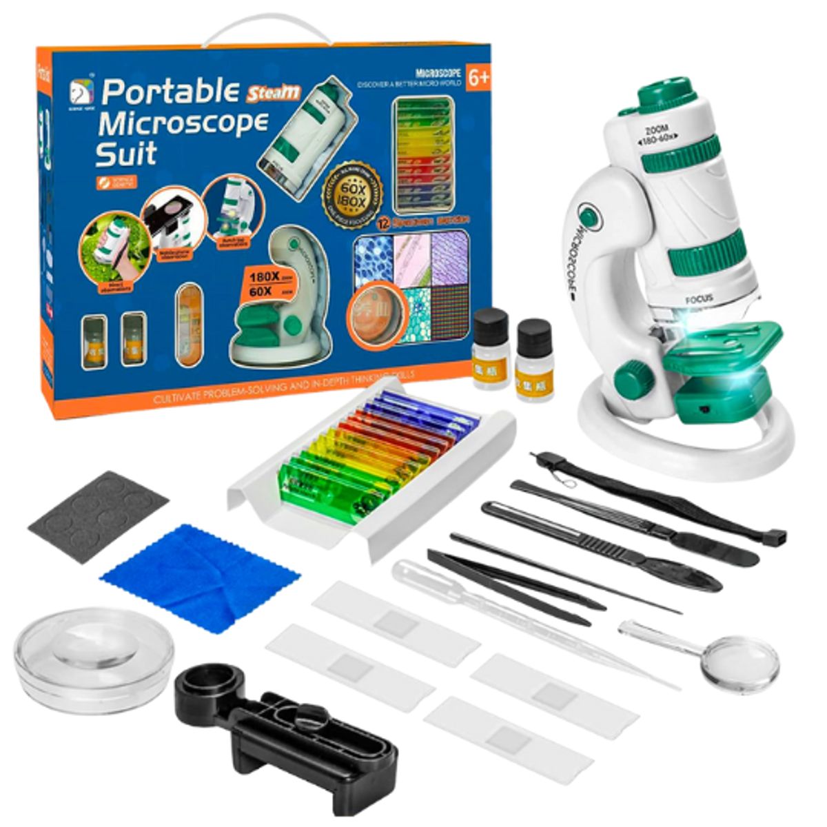 GENERICO - Kit de Microscopio Portatil STEAM Zoom 60x - 80x