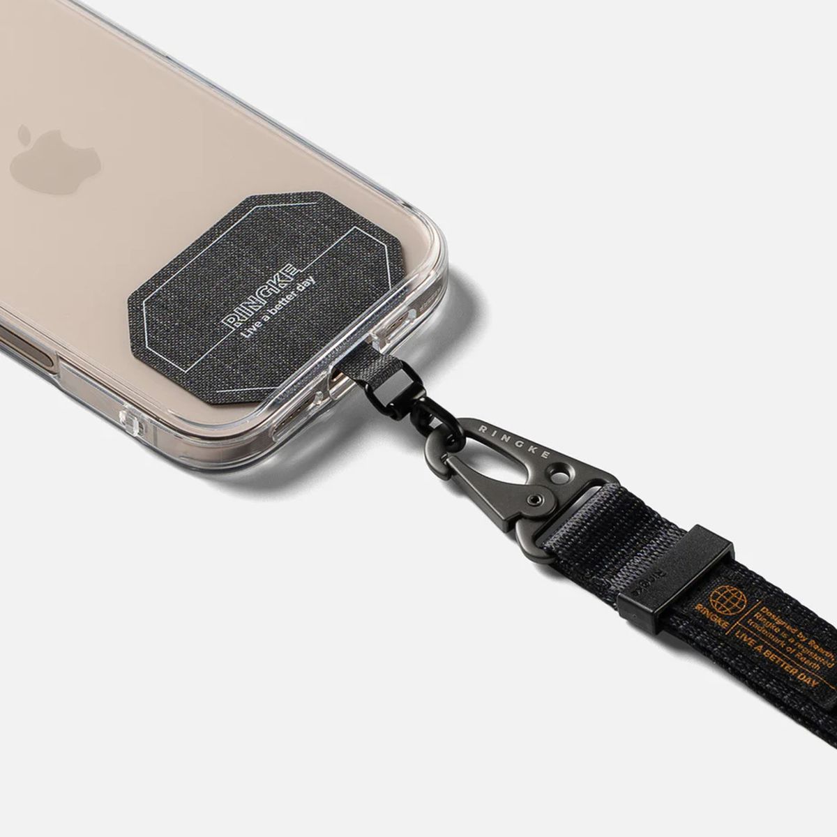 RINGKE - Correa Corta Negra Ringke Holder Link Para Celular Camara Otros Dispositivos