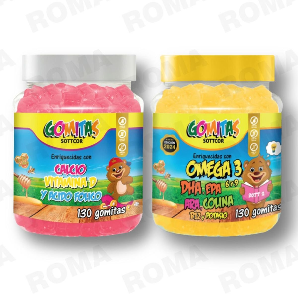 GENERICO - PACK 2 GOMITAS CALCIO NIÑOS + OMEGA 3 NIÑOS 260 UND