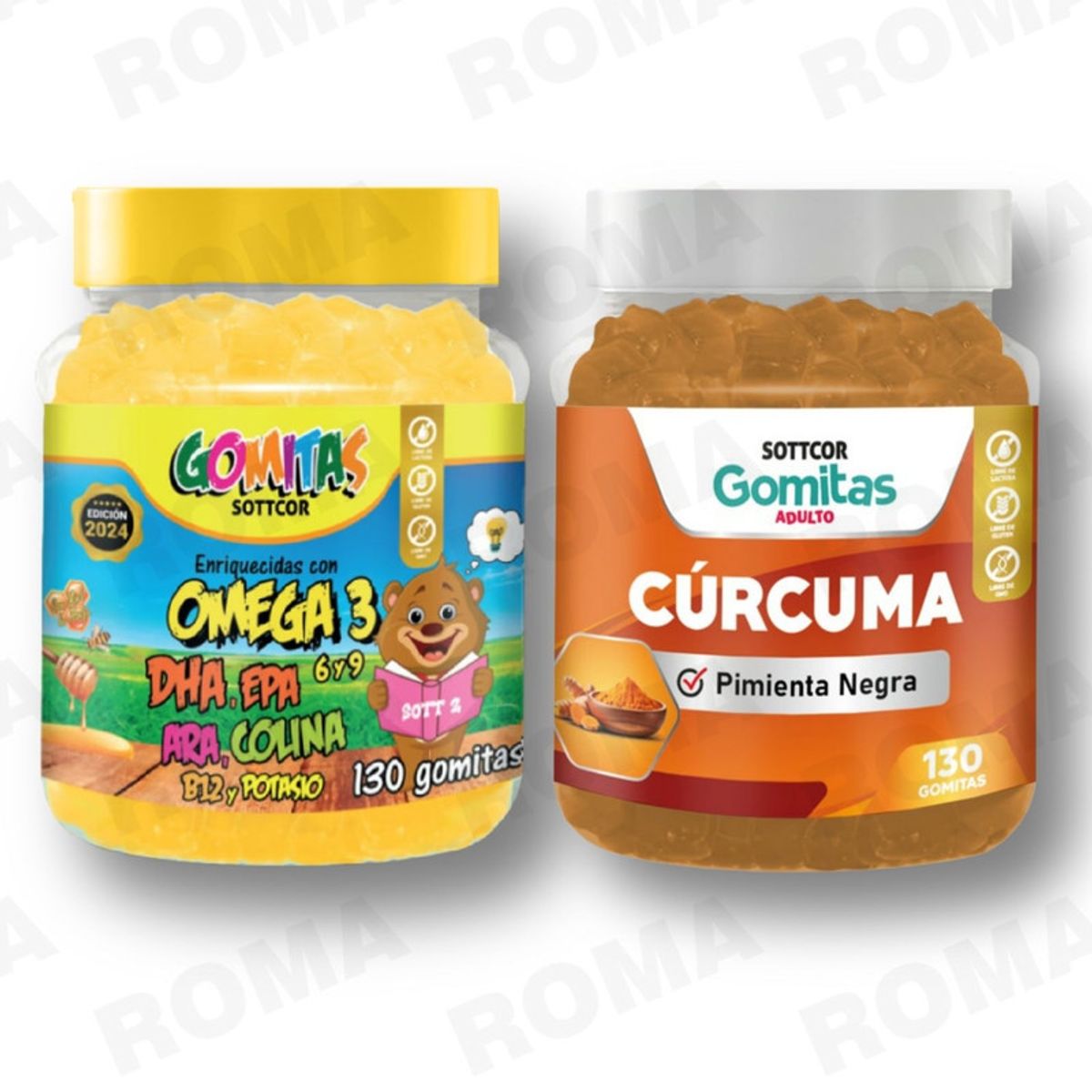 GENERICO - PACK 2 GOMITAS OMEGA 3 NIÑOS  + GOMITAS CÚRCUMA 260 UND