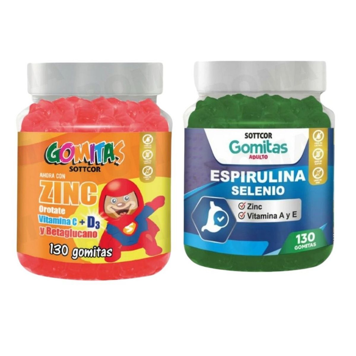 GENERICO - PACK 2 GOMITAS ZINC OROTATE NIÑOS + GOMITAS ESPIRULINA SELENIO