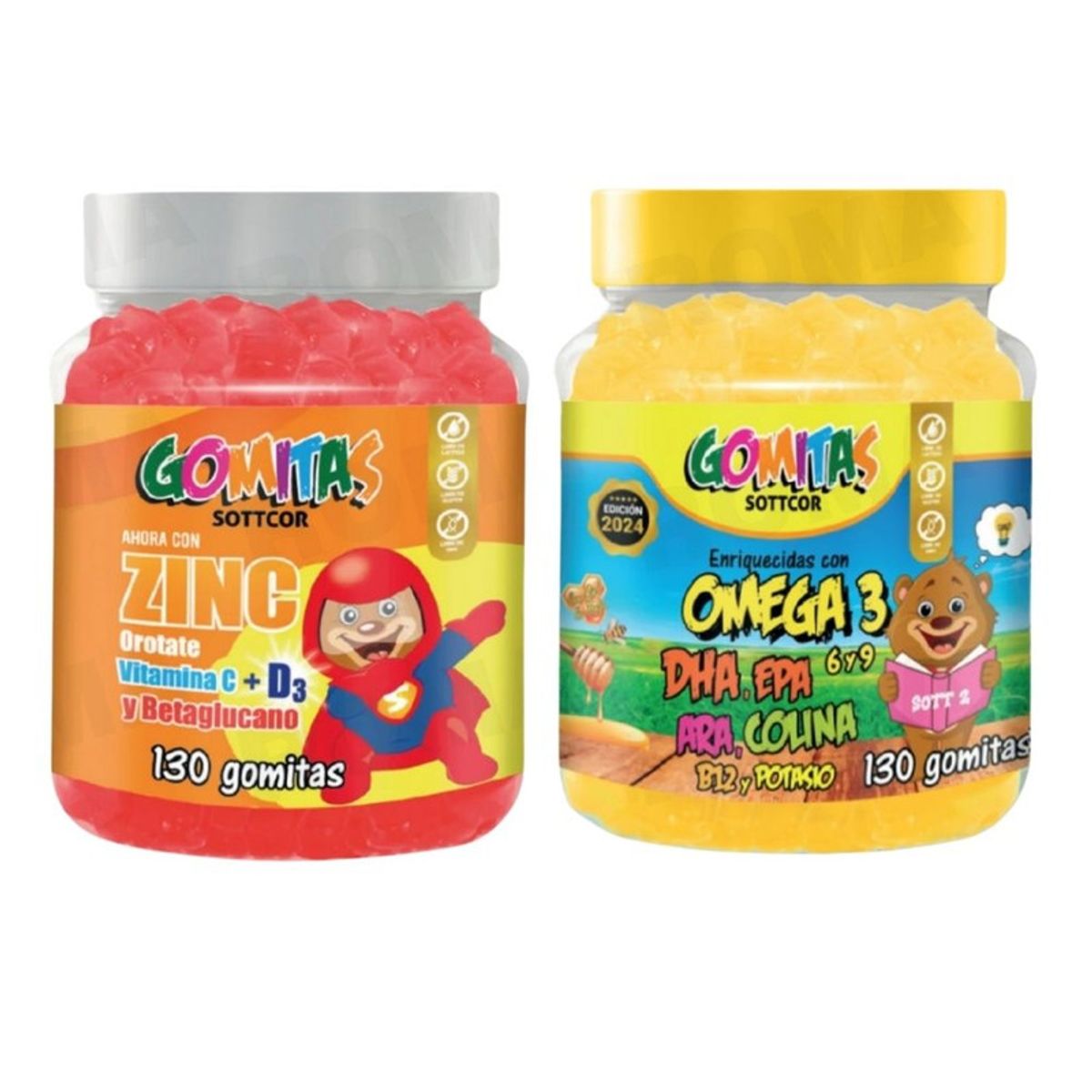 GENERICO - PACK 2 GOMITAS ZINC OROTATE NIÑOS + GOMITAS OMEGA 3 NIÑOS 130UND