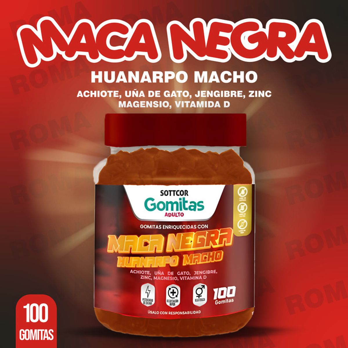 GENERICO - GOMITAS MACA NEGRA 100 SOTTCORLABS