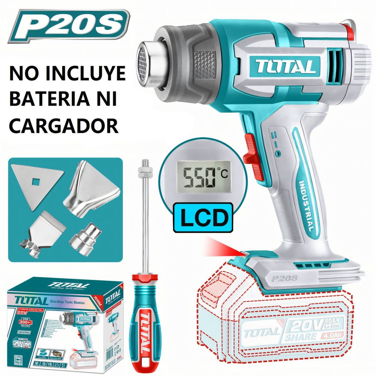 TOTAL TOOLS - Pistola De Calor Inalámbrica A Batería 20v Total - TBLI2003