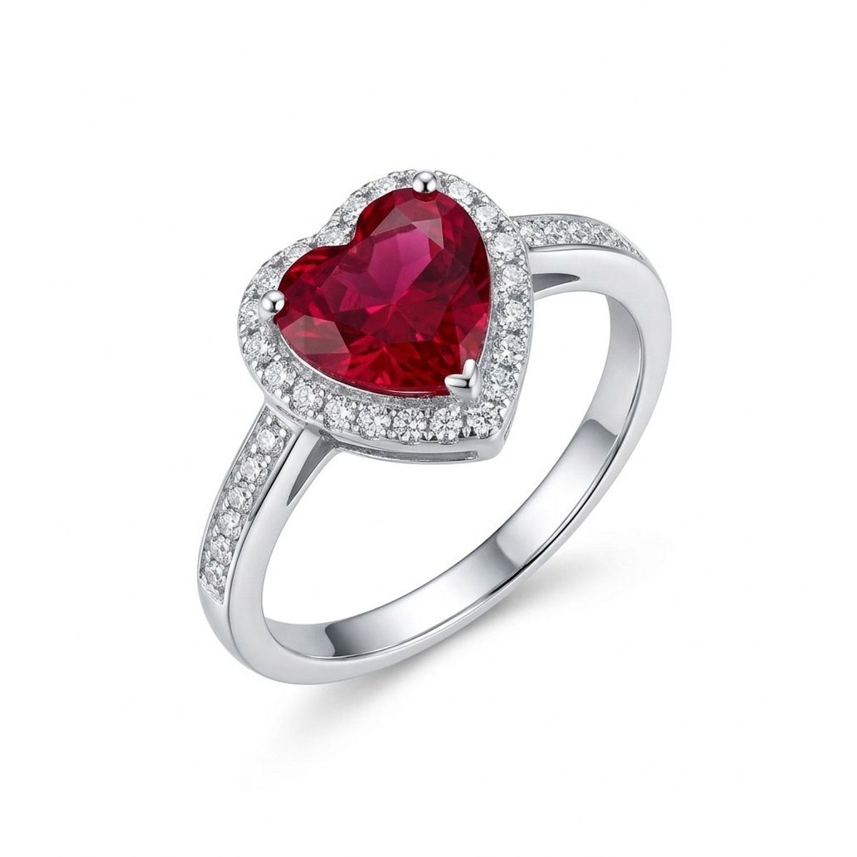 GENERICO - Anillo ajustable de corazon con cristales