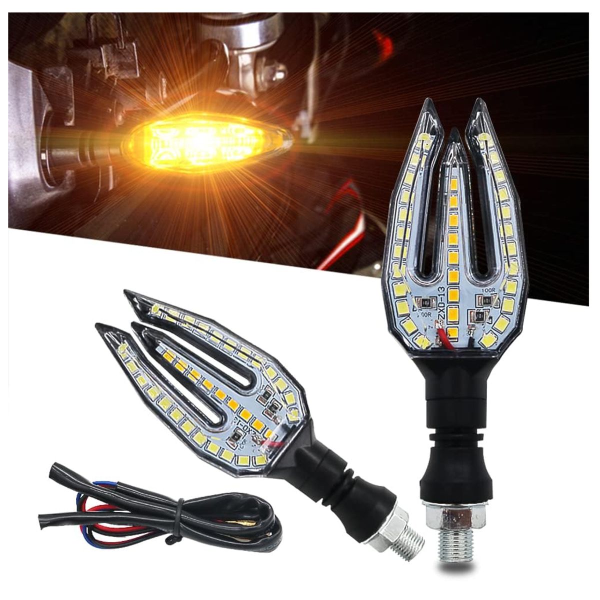 GENERICO - Luz Led Direcional Para Motocicleta Blanco+Ambar 2pcs