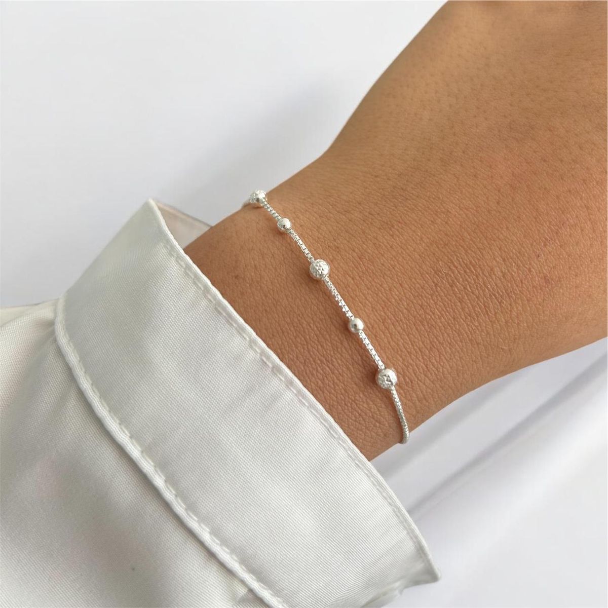 JOYERIA D'PILMER - PULSERA DE PLATA ESFERAS DE ROCÍO