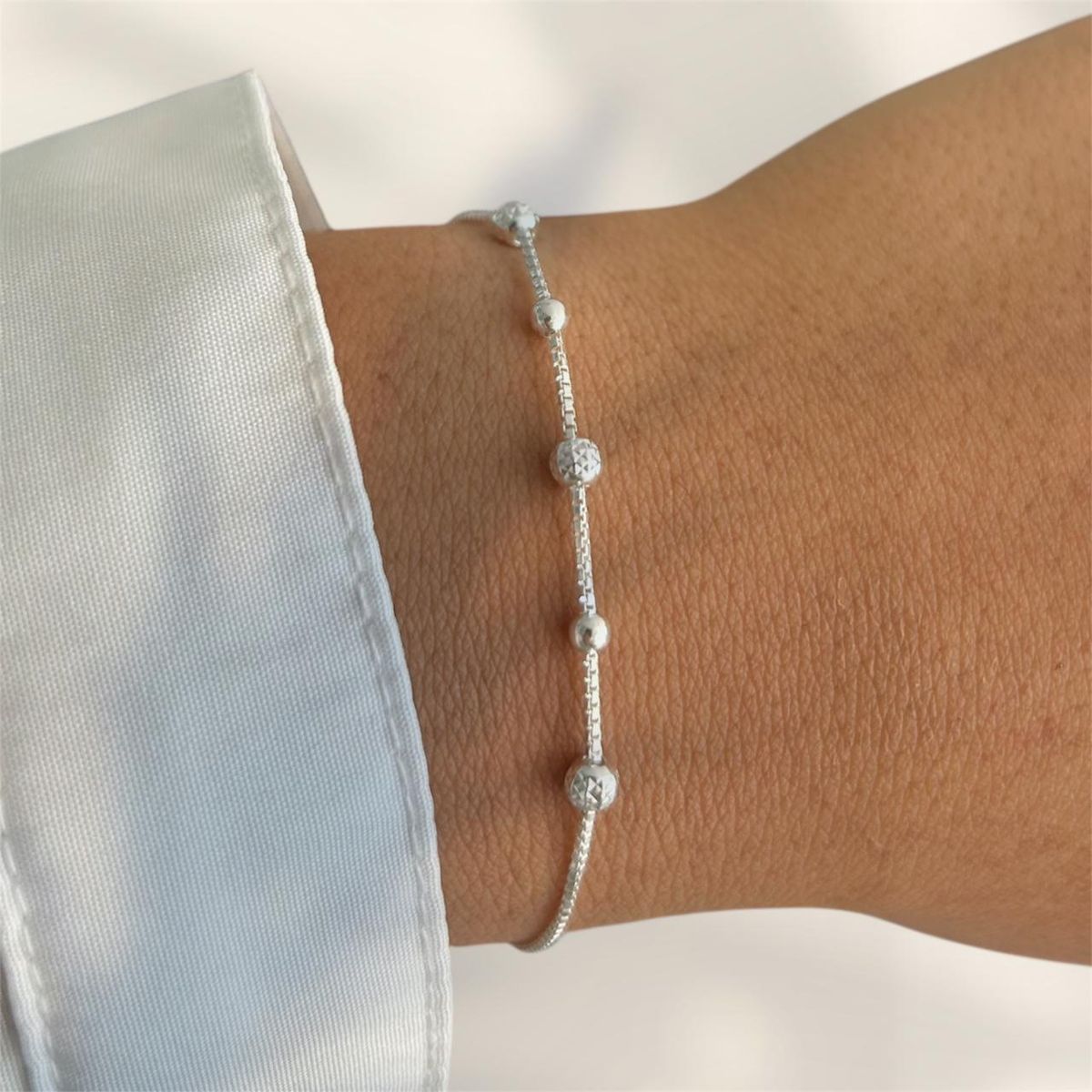 JOYERIA D'PILMER - PULSERA DE PLATA ESFERAS DE ROCÍO