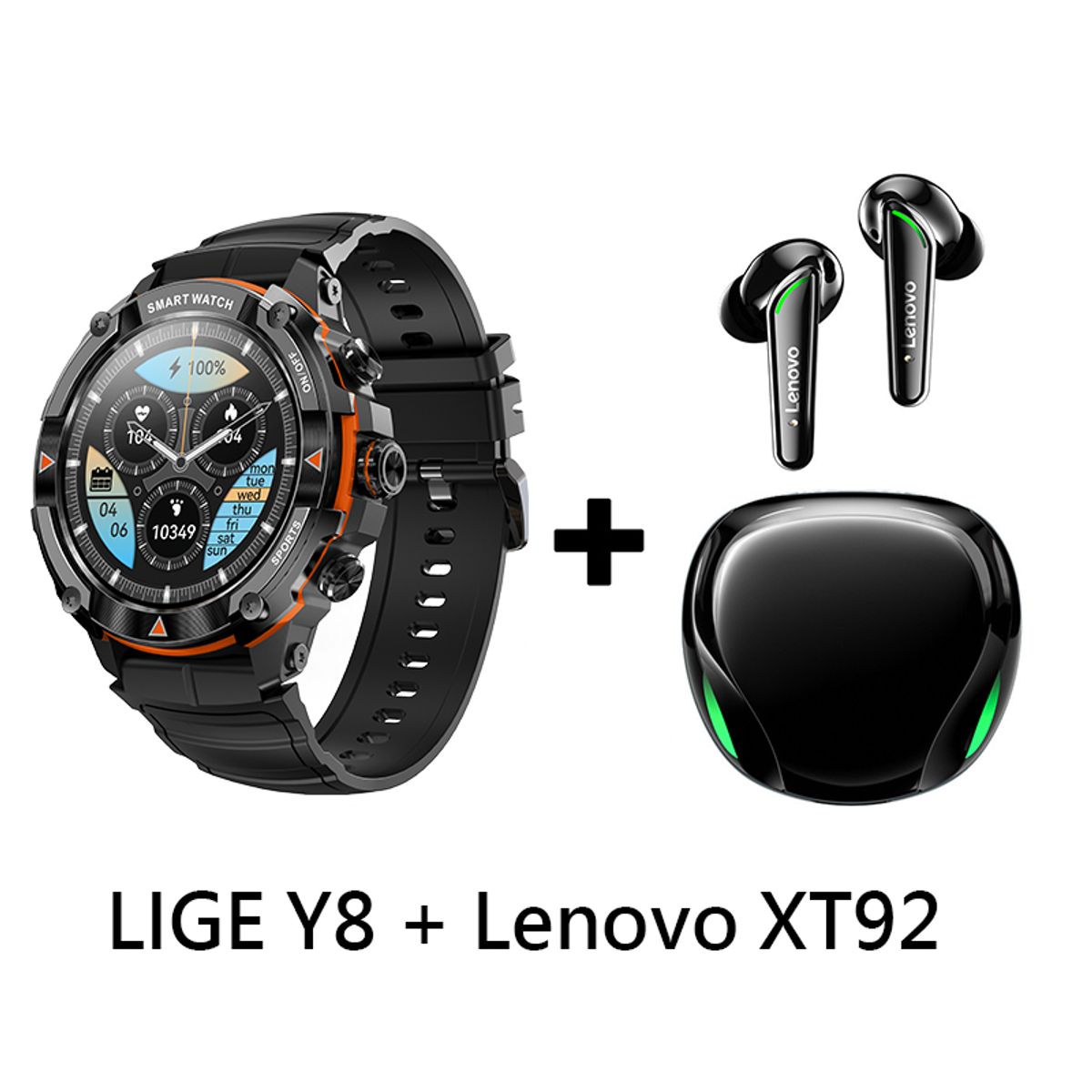 LENOVO - Audífonos Bluetooth Lenovo XT92 y Smartwatch Y8 reloj inteligente
