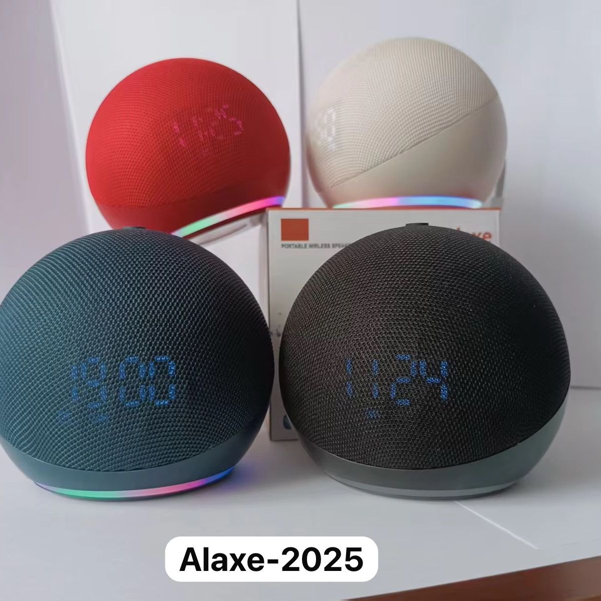 GENERICO - Parlante asistente ALAXE 2025-BLANCO luces RGB y RELOJ