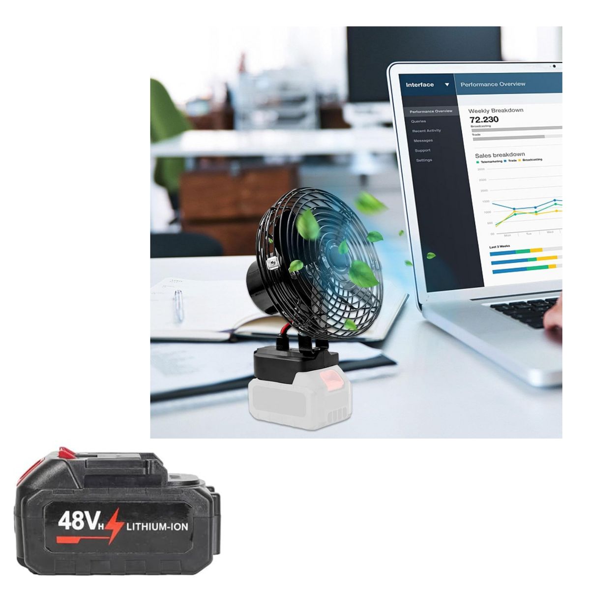 OEM - Ventilador Portátil Con 1 Batería Recargable