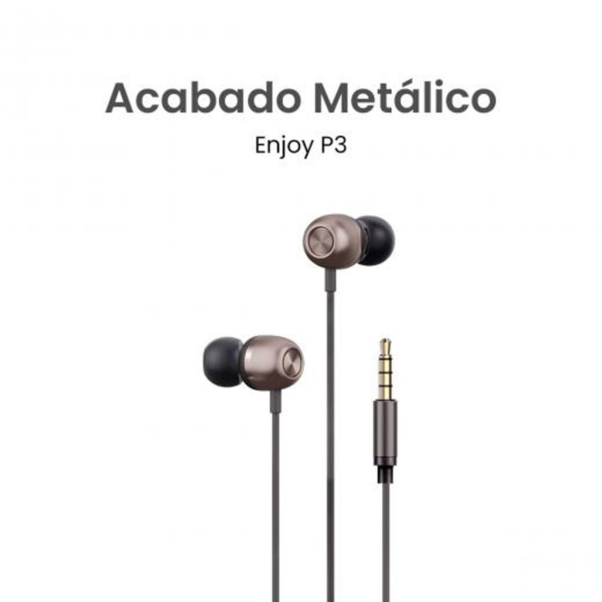 MOVISUN - Audífonos MOVISUN Enjoy P3 café Jack 3.5 mm, Diseño Metálico, Micrófono, Control Volumen y Llamadas