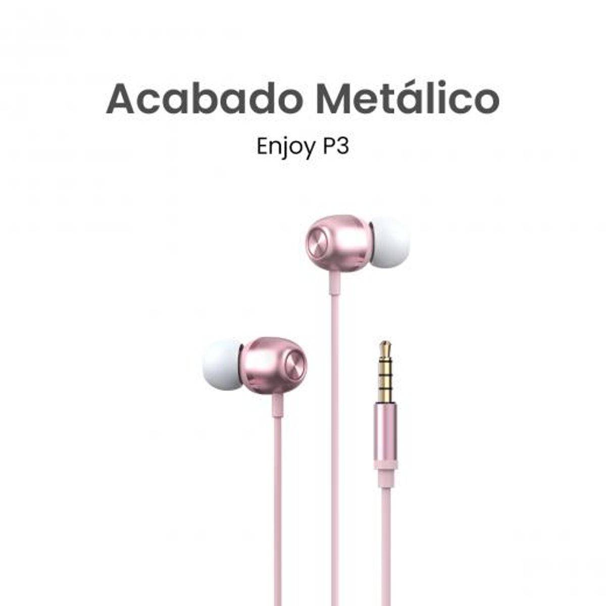 MOVISUN - Audífonos MOVISUN Enjoy P3 Rosado Jack 3.5 mm, Diseño Metálico, Micrófono, Control Volumen y Llamada