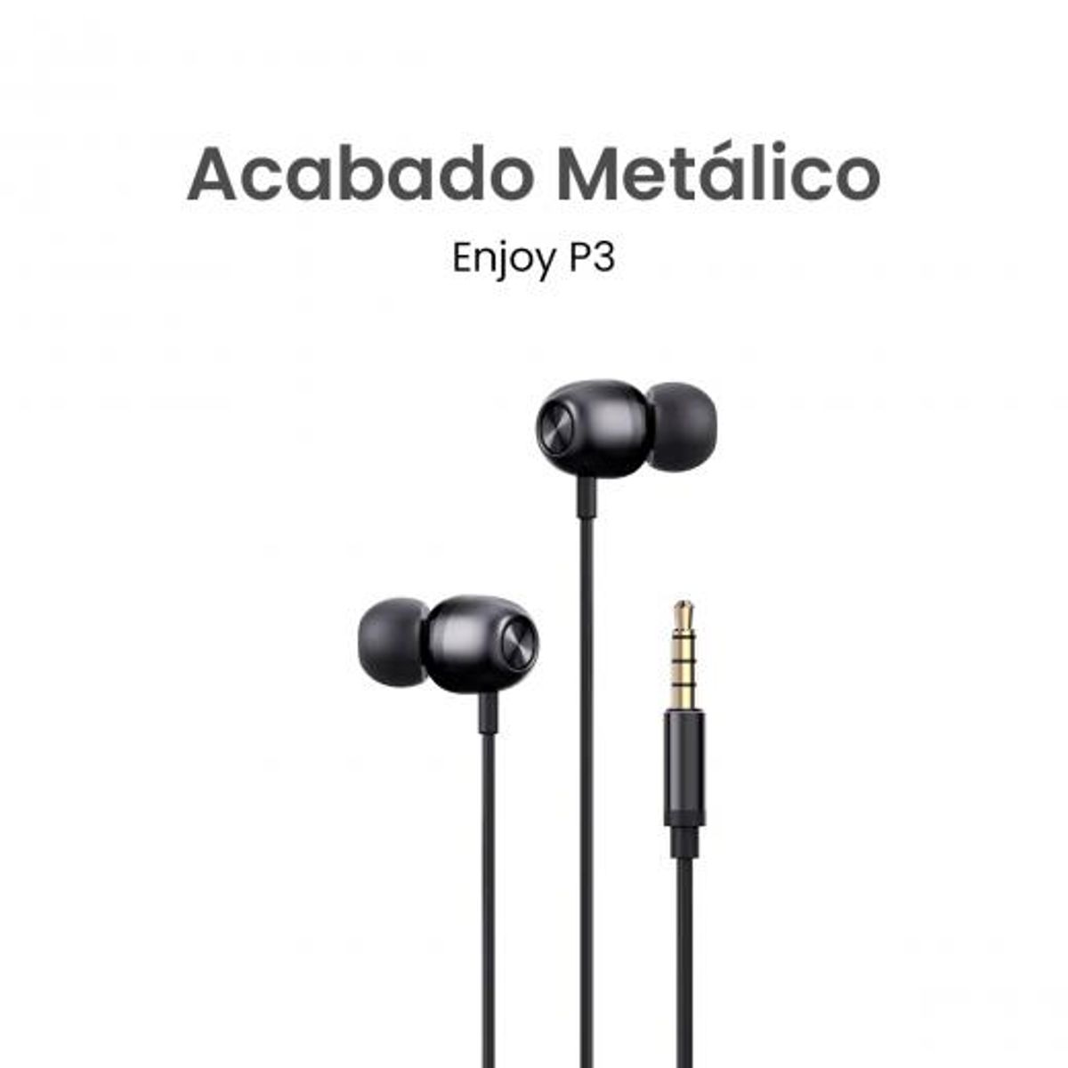 MOVISUN - Audífonos MOVISUN Enjoy P3 Negro Jack 3.5 mm, Diseño Metálico, Micrófono, Control Volumen y Llamada