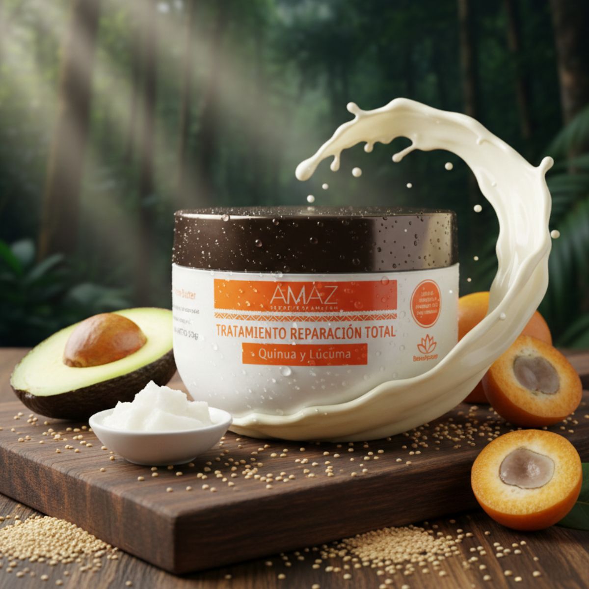 AMAZ SECRETS OF AMAZON - Mascarilla Tratamiento Reparación Total Amaz - Palta- Sin Sal- Post Alisado- 300gr