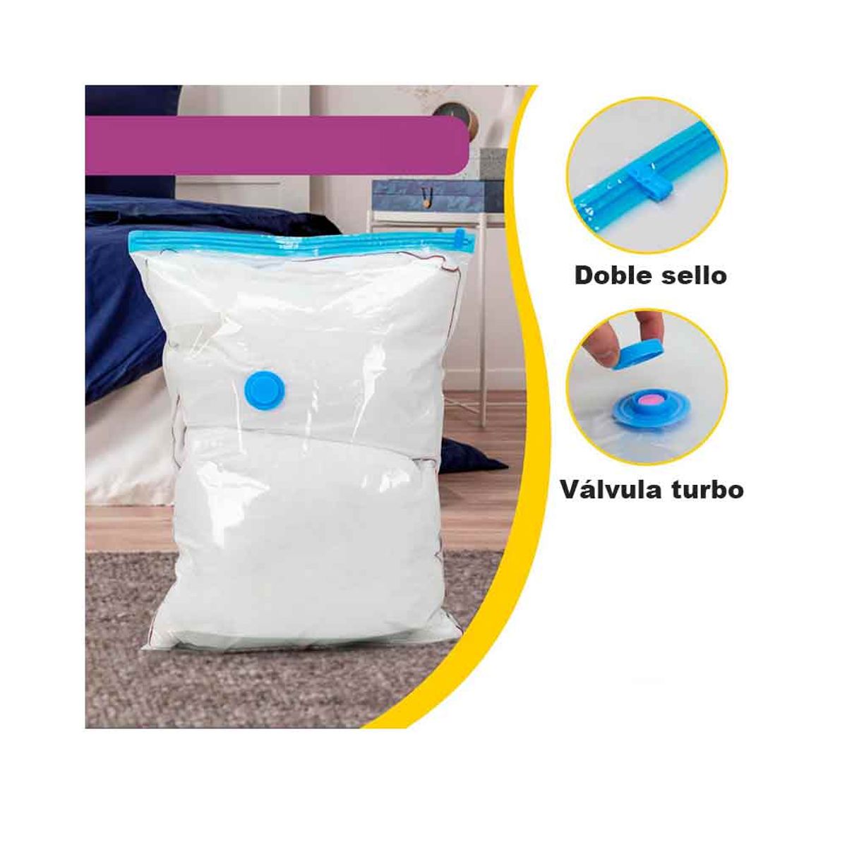 VARIOS - Pack 12 Bolsas de Aire al Vacío de Viaje 60x40cm + Bomba de Aire Alámbrico