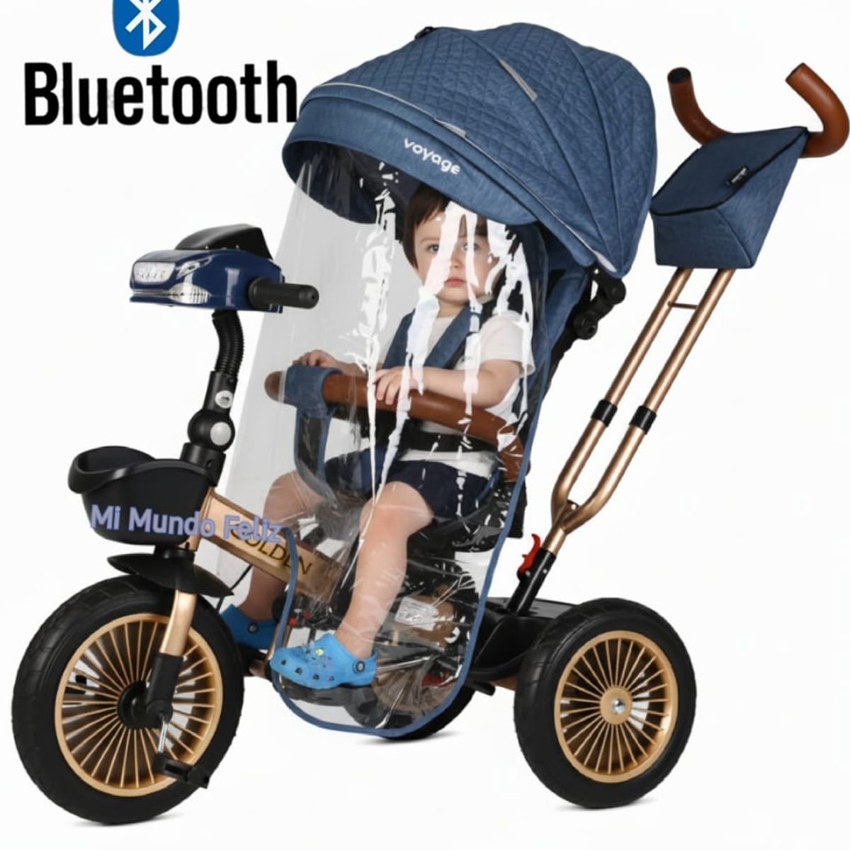 Baby - Triciclo para Niños Asiento Giratorio New Golden Blue