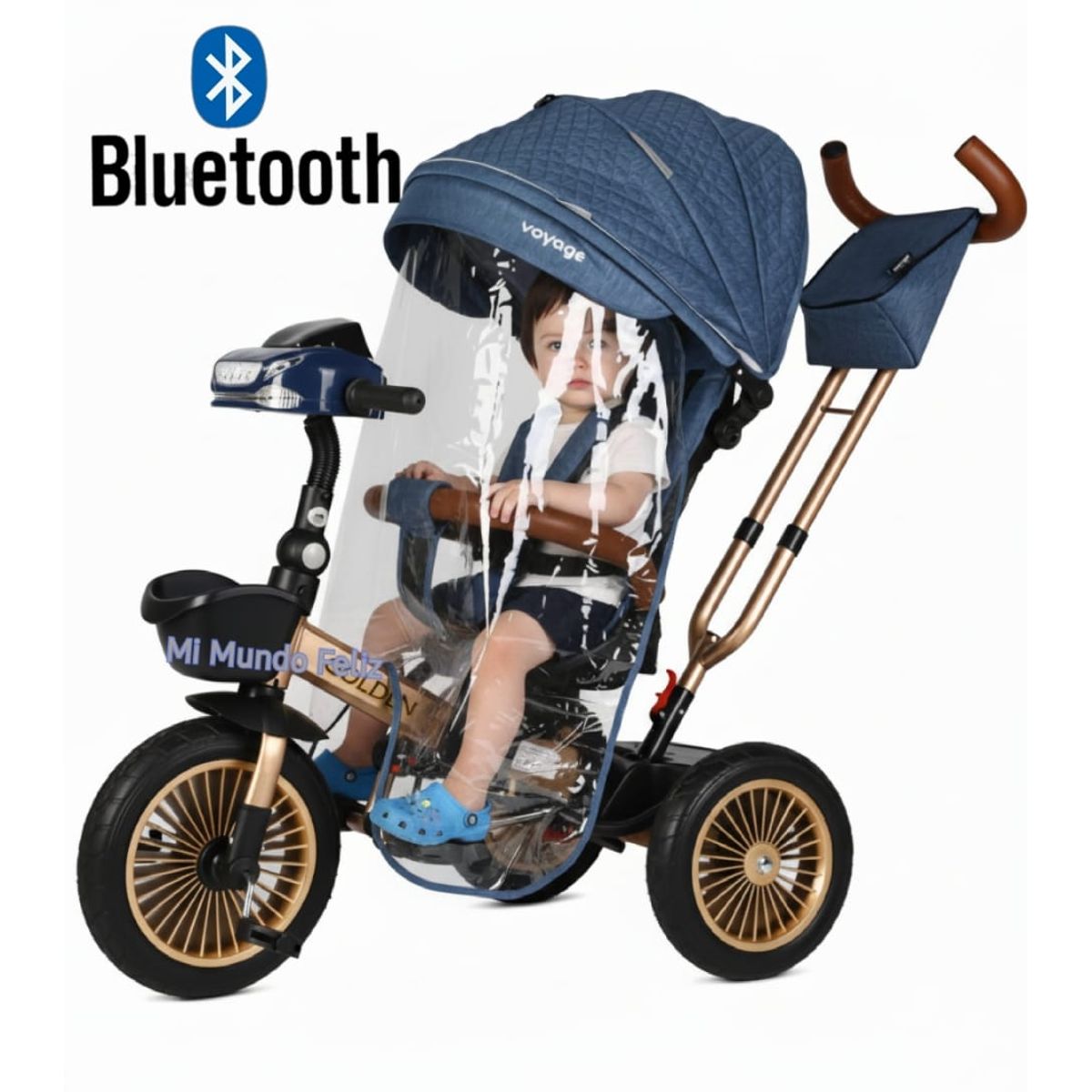 Baby - Triciclo para Niños Asiento Giratorio New Golden Blue