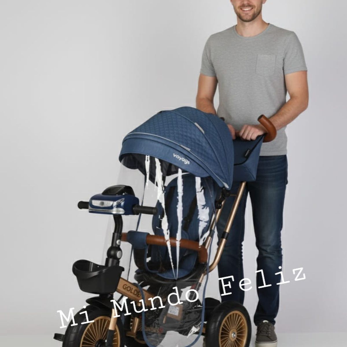 Baby - Triciclo para Niños Asiento Giratorio New Golden Blue