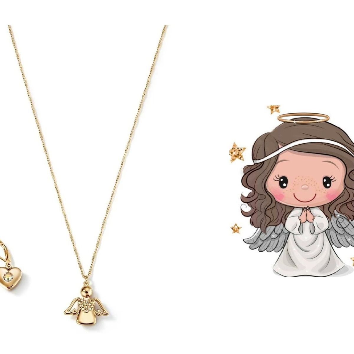 ESIKA - Set My Angel Chic - Angel de la Guarda -Lindo Juego de Collar y Aretes dorados para Niñas