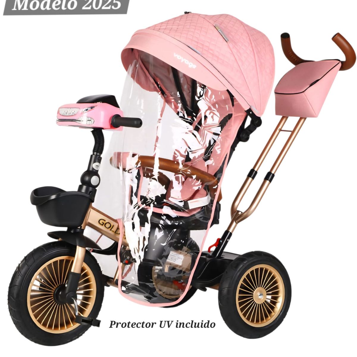 BABY - Triciclo para Niños Asiento Giratorio New Golden Rosa