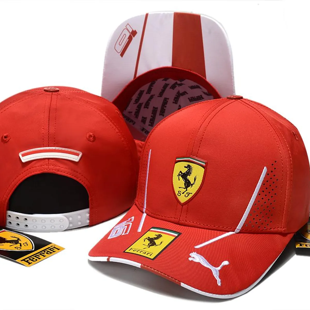 GENERICO - Gorra Ferrari Formula 1 Original Nueva Charles Lecrerc 16 F1 Rojo