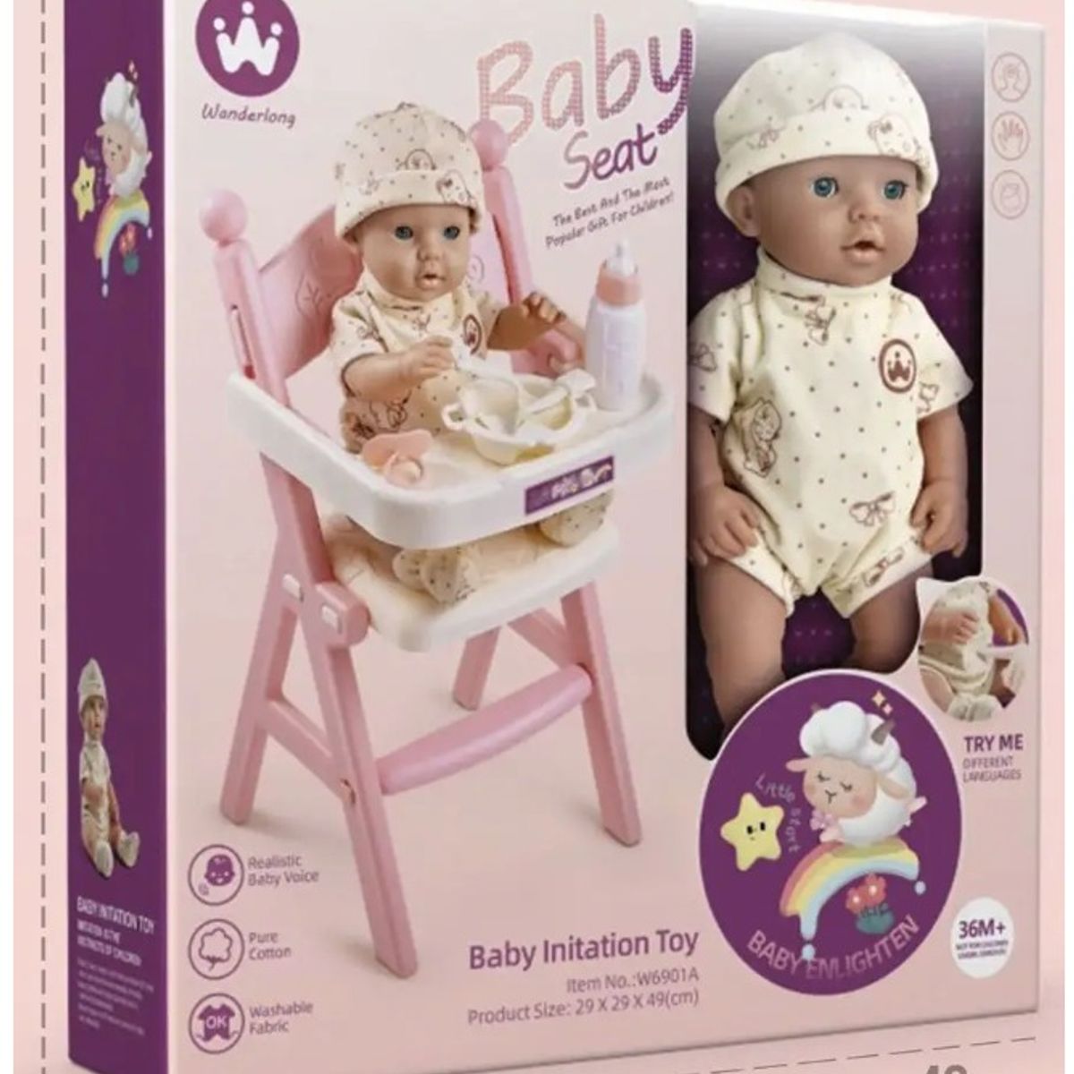 GENERICO - Muñeca funcional con silla de alimentación