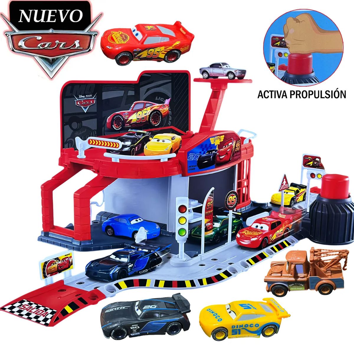 DISNEY PIXAR - Juguete Pista de Estacionamiento CARS con Propulsor WT018