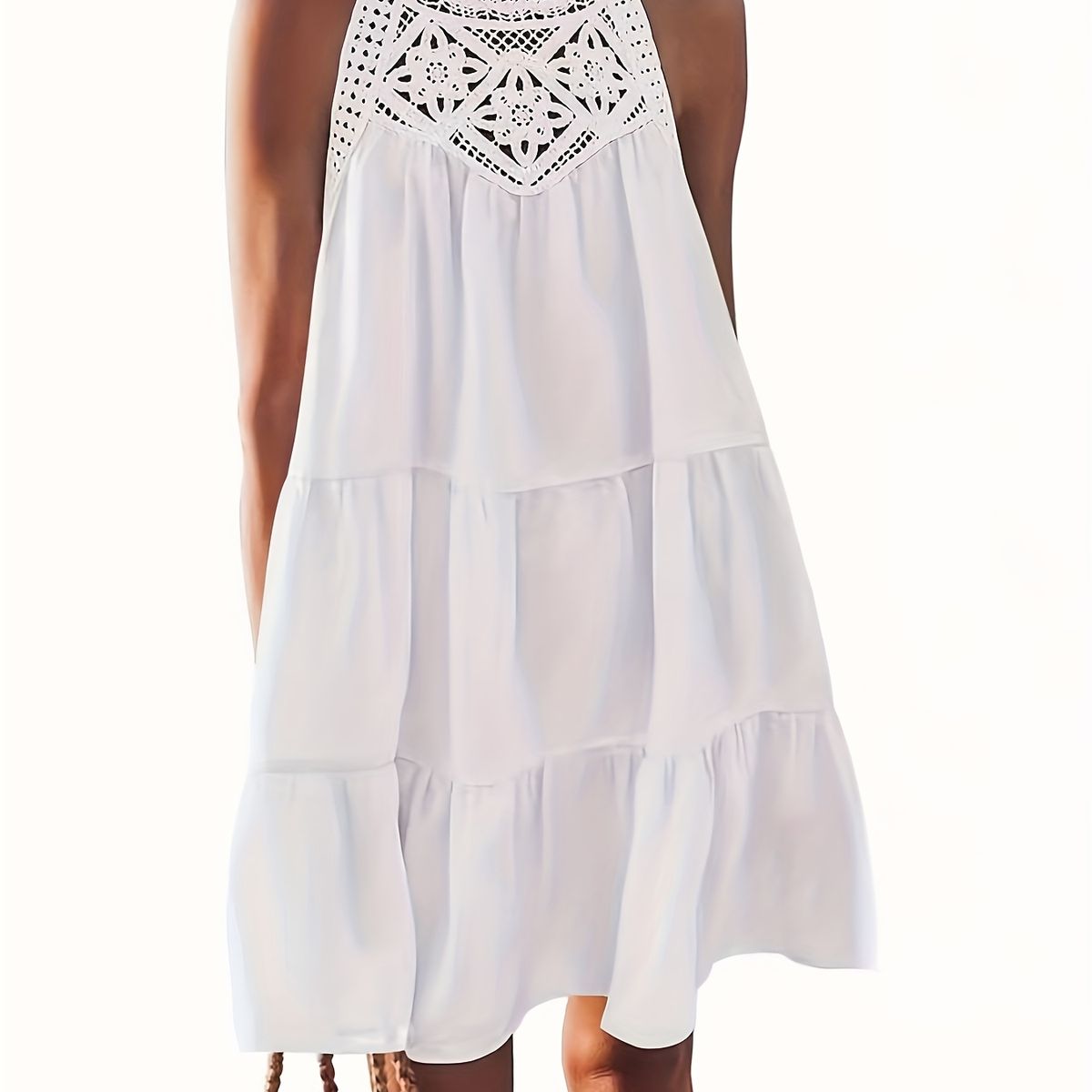 KAST PE - Vestido playa blanco Julieta con tejido  Talla M