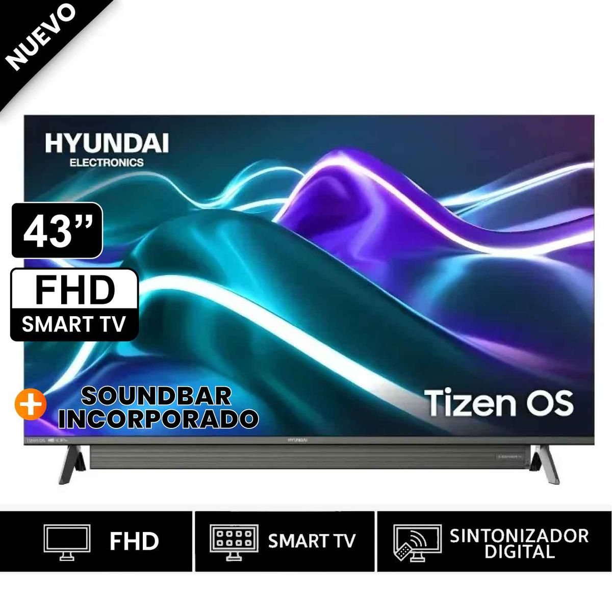 HYUNDAI - TELEVISOR HYUNDAI 43 SMART TV TIZEN OS FHD HYLED4329T+ SOUNDBAR INCORPORADO