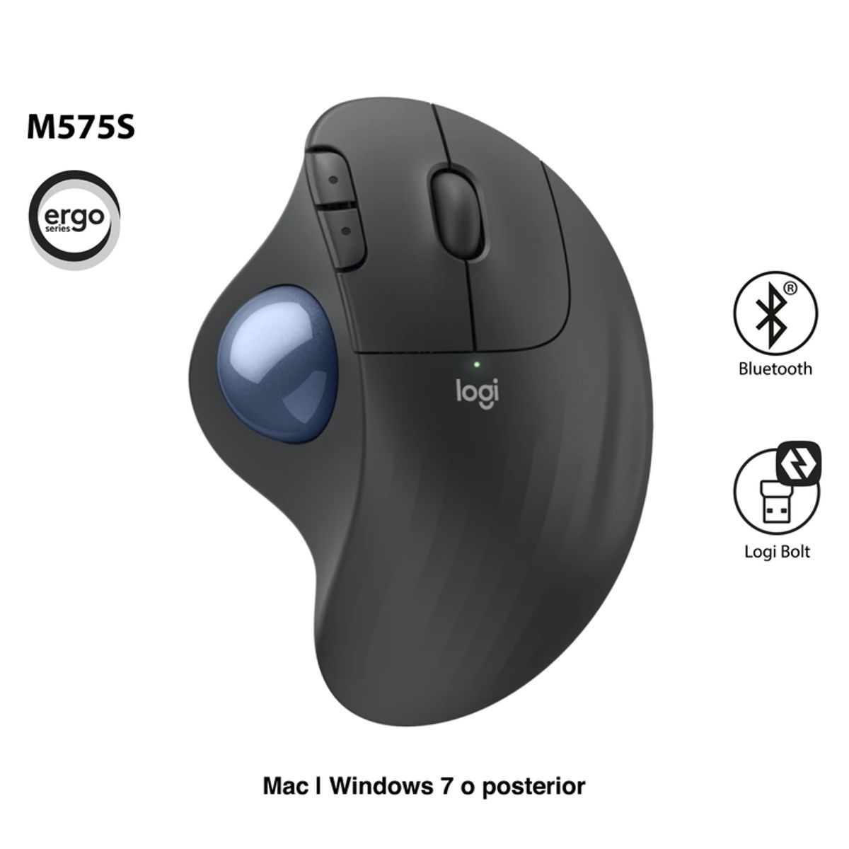 LOGITECH - MOUSE LOGITECH ERGO M575S TRACKBALL SILENT BLUETOOTH USB-A NEGRO 910-007031