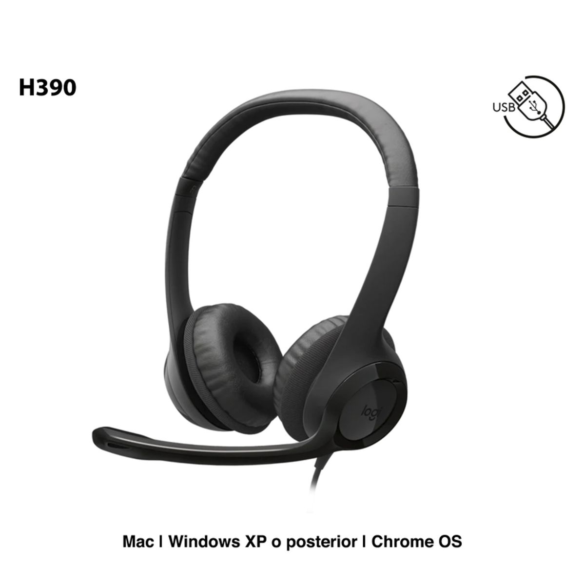LOGITECH - AUDÍFONO LOGITECH H390 USB NOISE CANCELLING NEGRO 981-000014