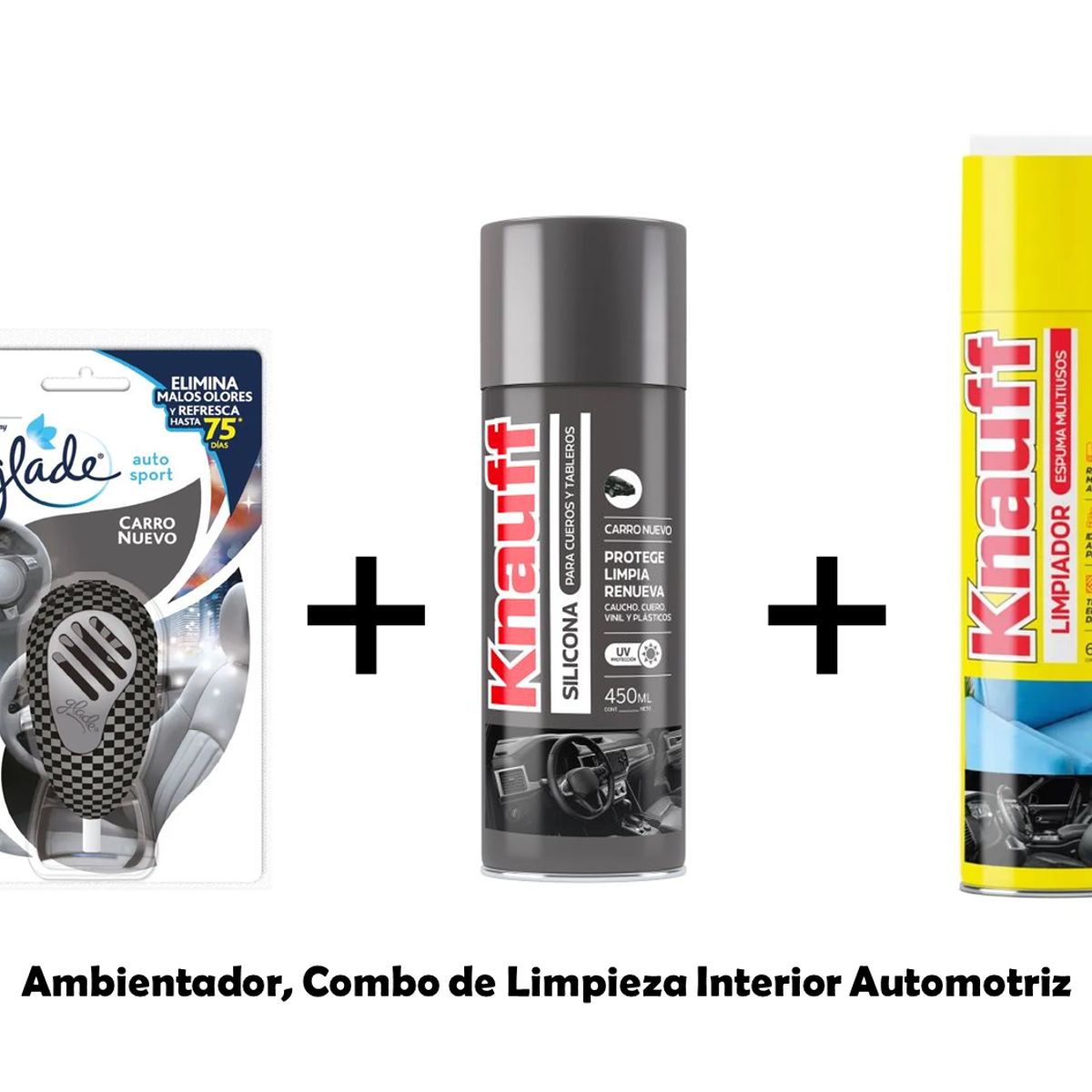 GLADE - Ambientador Combo de Limpieza Interior Automotriz Aroma Carro Nuevo