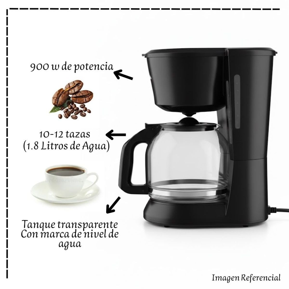 PRIMA - Cafetera Eléctrica Prima de 12 tazas - Negro