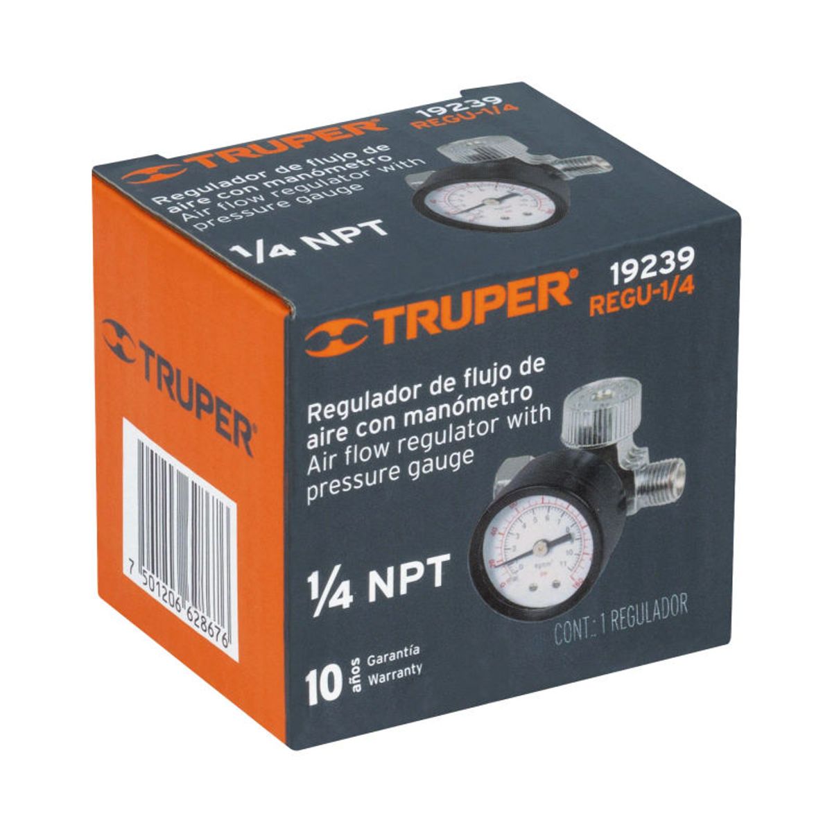 TRUPER - Regulador de aire con manómetro cuerda 14 NPT Truper - 19239