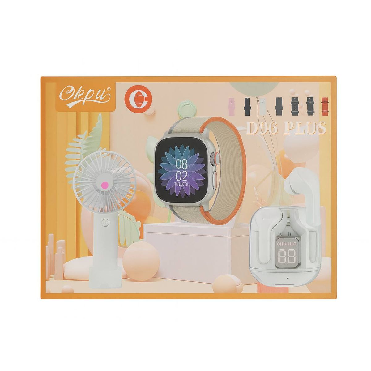 GENERICO - SMARTWATCH D96 PLUS BIG SCREEN PACK CON ACCESORIOS MÁS AURICULARES BLUETOOTH