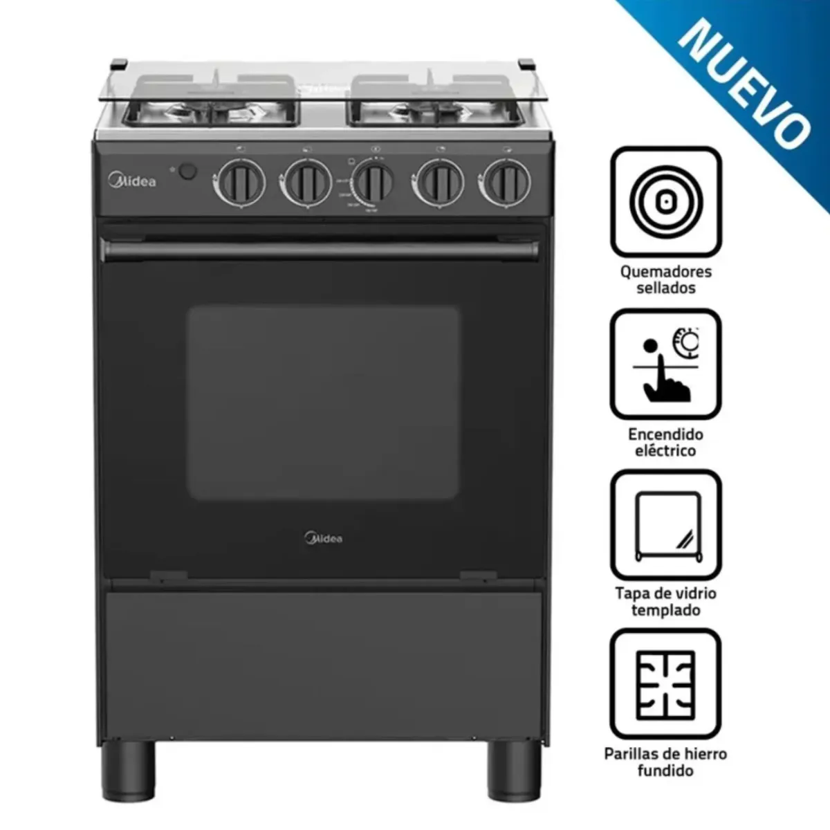 MIDEA - Cocina Midea 4 Hornillas MGS24FS2LFABBC-PE