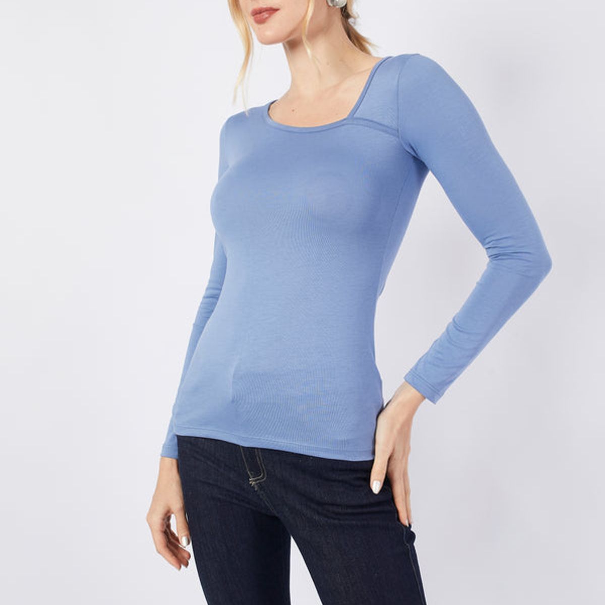 BANATY - POLO MANGA LARGA PIMA ASIMETRICO MARGOT DE MUJER