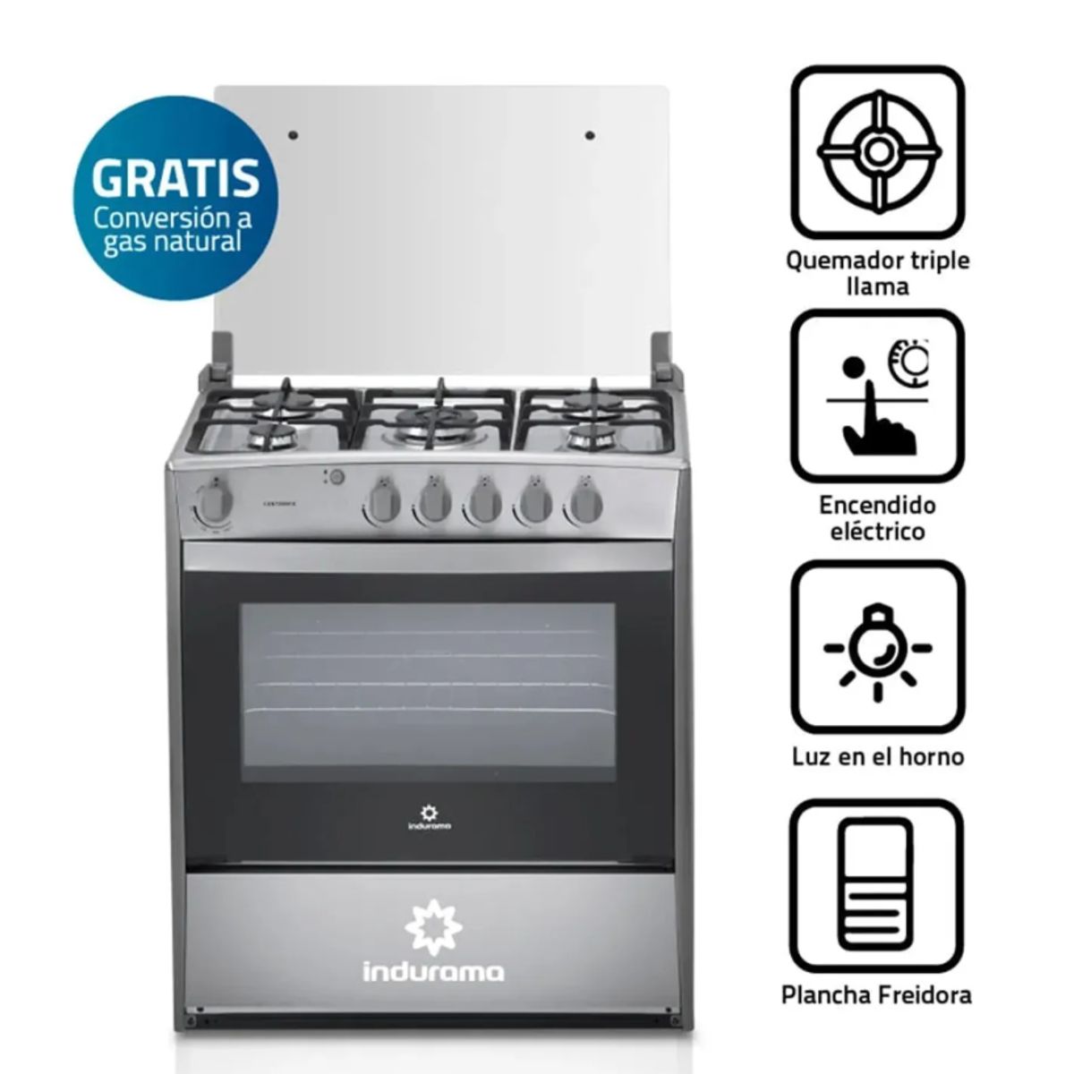 INDURAMA - Cocina Indurama Cantabria Qz 5 Hornillas Croma