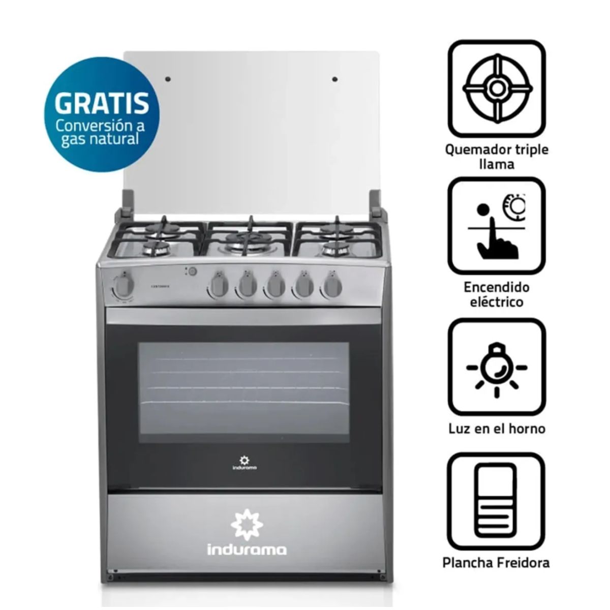 INDURAMA - Cocina Indurama Cantabria Qz 5 Hornillas Croma