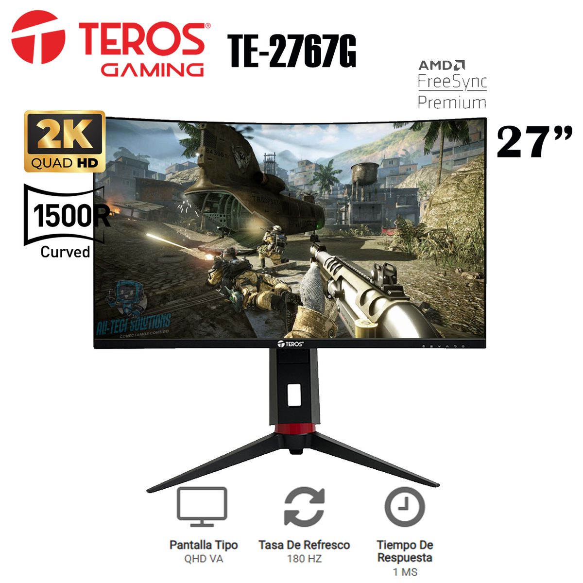 TEROS - MONITOR CURVO GAMING TEROS TE-2767G 27 QHD VA 180Hz 1ms HDMI