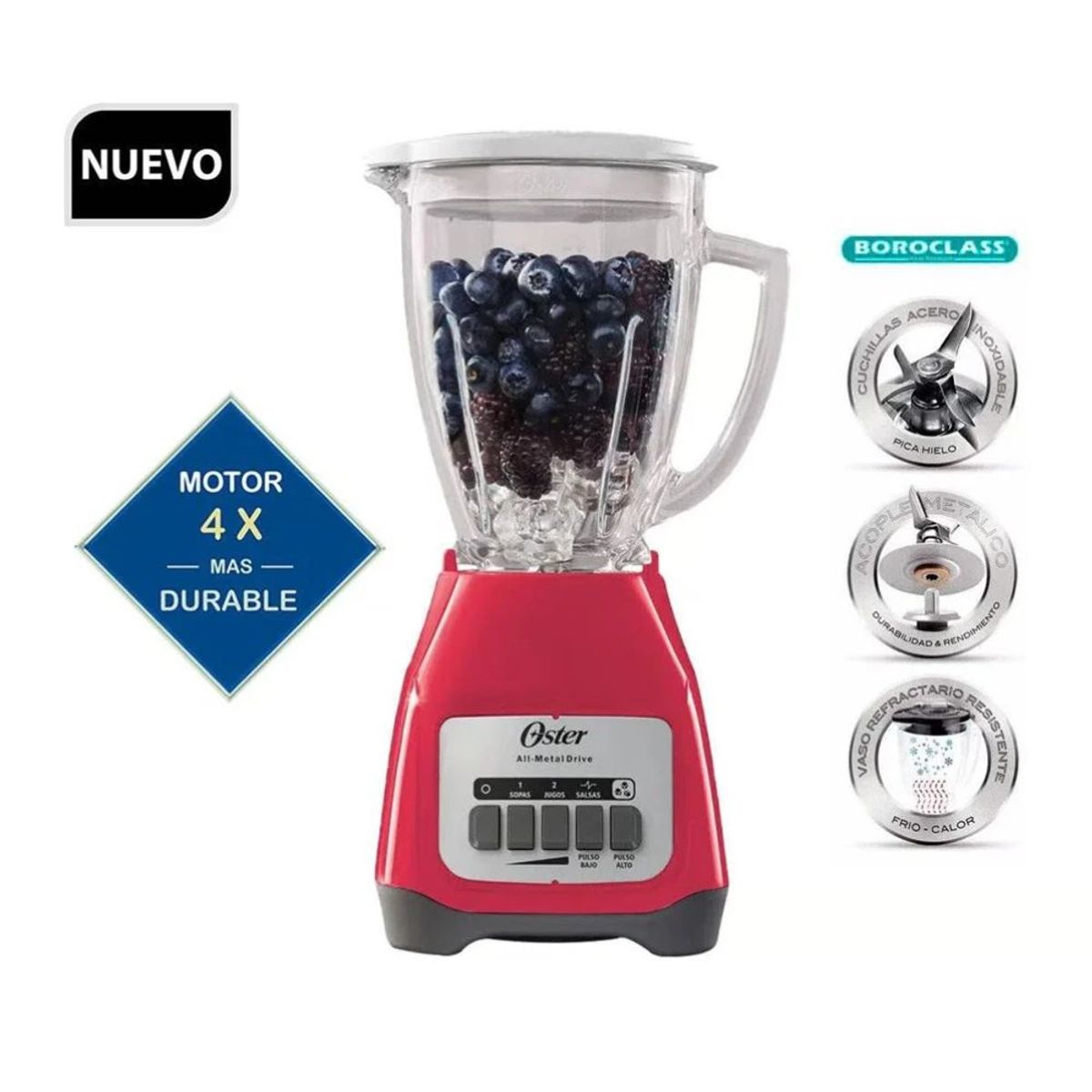 OSTER - LICUADORA OSTER 1.25LT 550W 2 VELOCIDADES COLOR SANDÍA MOD BLSTKAG-MPB