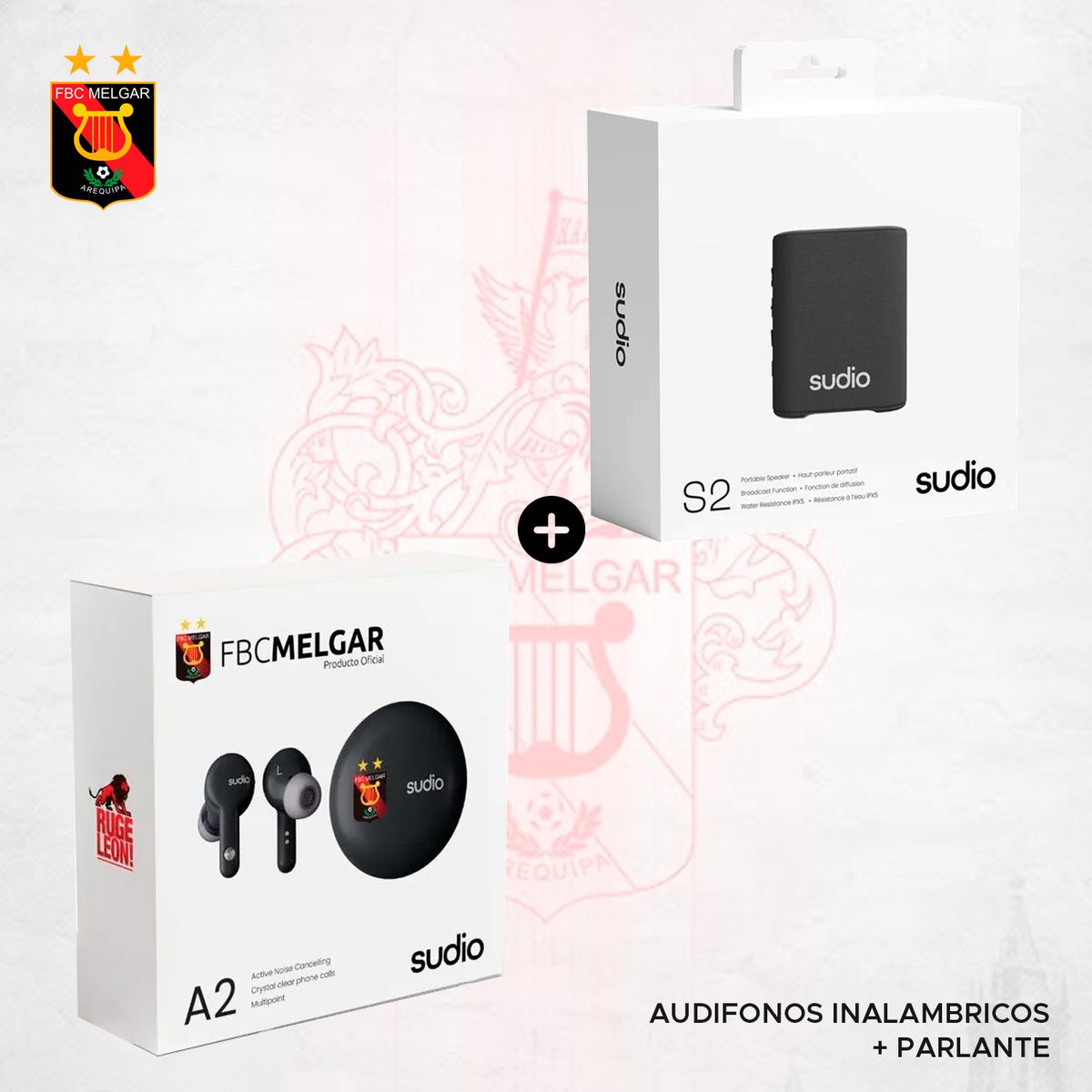 SUDIO - AUDIFONOS SUDIO A2 MELGAR + PARLANTE SUDIO S2 NEGRO