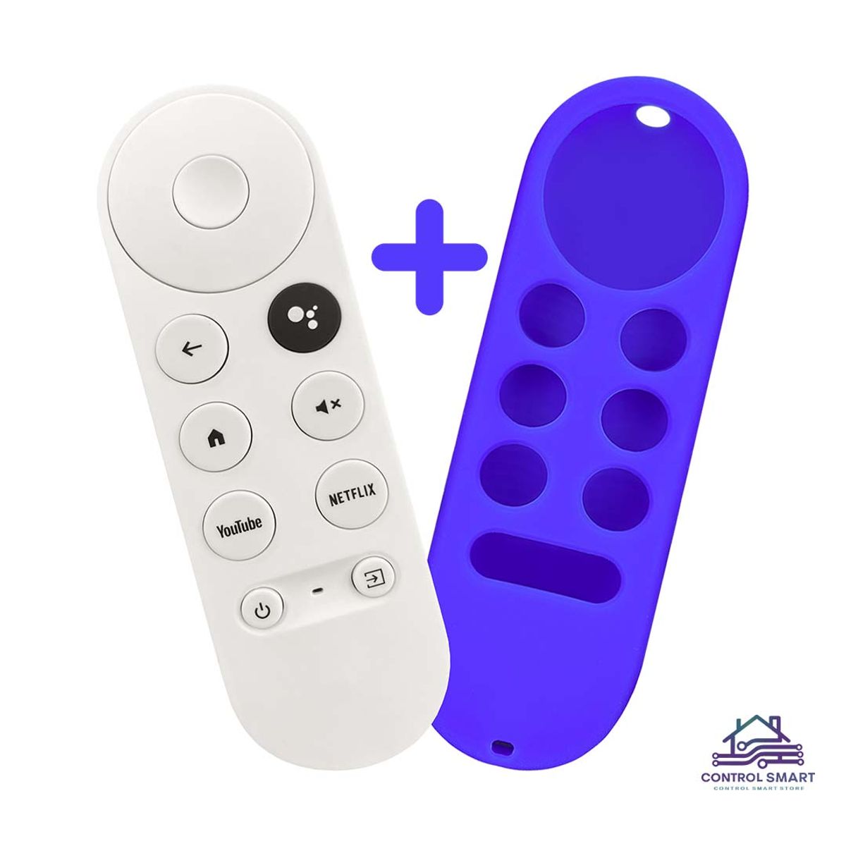 GENERICO - Control Remoto Para Chromecast Google TV 4K  HD + Funda Color Azul